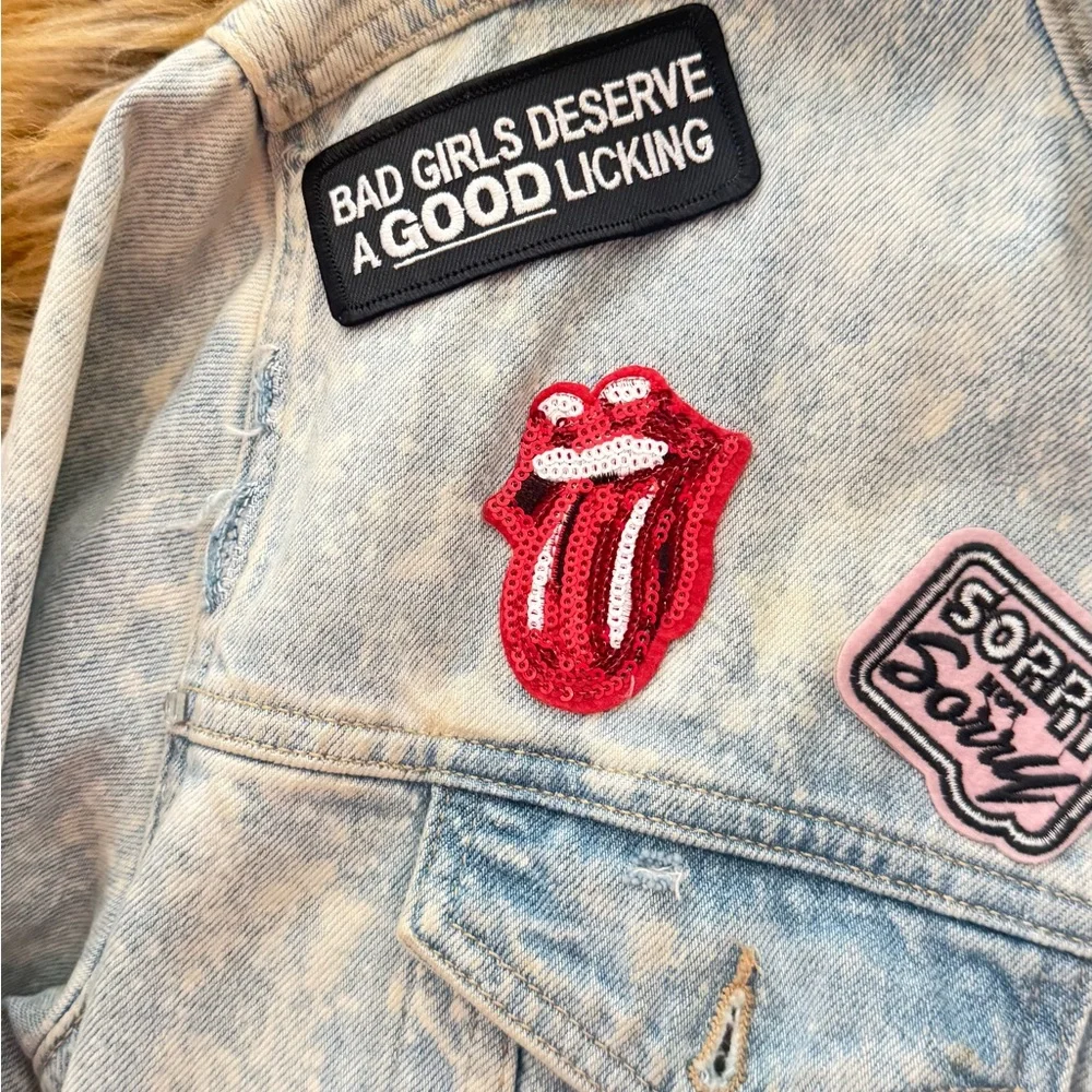 One-of-One Custom Distressed Denim Jacket | Hand Painted + Patchwork Streetwear - Picture 2 of 5